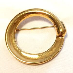 Monet Abstract Brooch Pin Gold Tone Glossy Shiny Swirl Statement Chunky Vintage